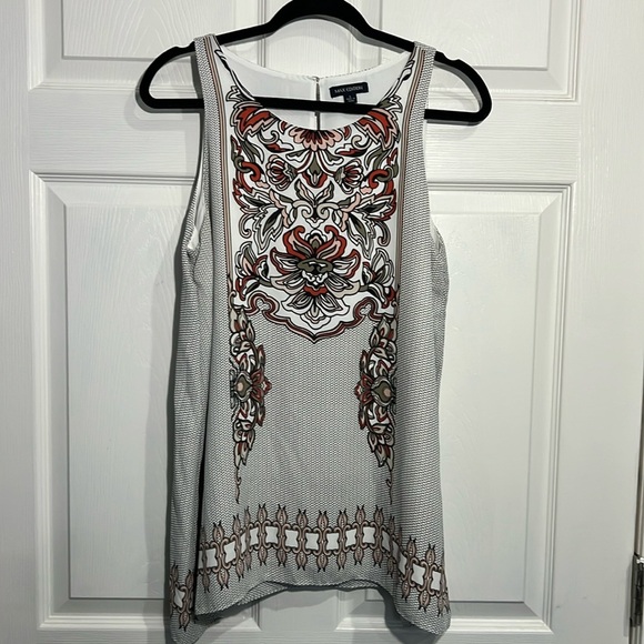 Max Edition Women’s White Panel Print Sleeveless Top - Size Large - Picture 1 of 8